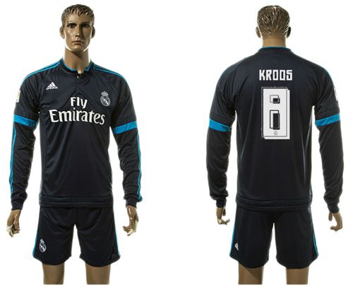 Real Madrid #8 Kroos Sec Away Long Sleeves Soccer Club Jersey