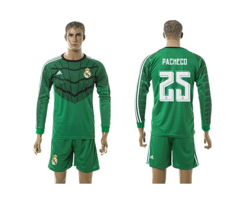 Real Madrid #25 Pacheco Green Long Sleeves Soccer Club Jersey