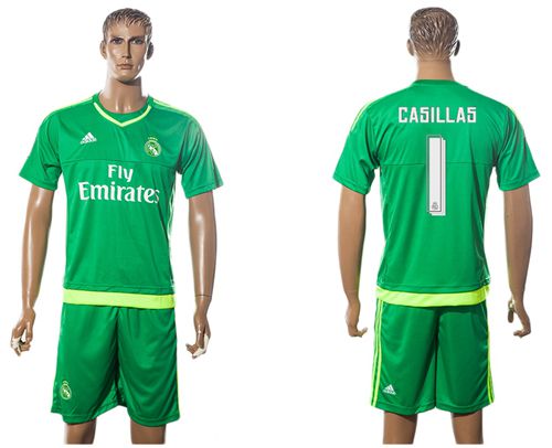 Real Madrid #1 Casillas Green Goalkeeper Soccer Club Jersey