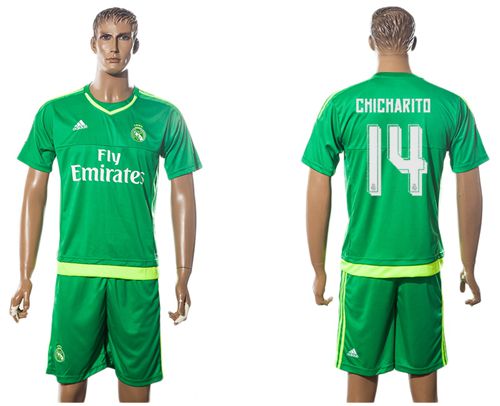 Real Madrid #14 Chicharito Green Goalkeeper Soccer Club Jersey