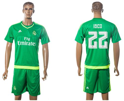 Real Madrid #22 Isco Green Goalkeeper Soccer Club Jersey