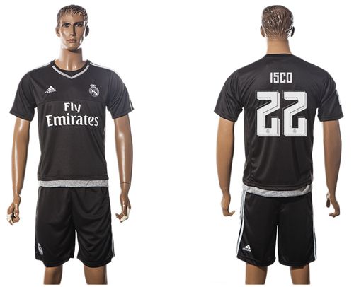 Real Madrid #22 Isco Black Goalkeeper Soccer Club Jersey
