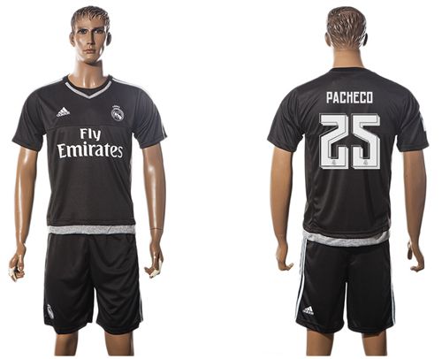Real Madrid #25 Pacheco Black Goalkeeper Soccer Club Jersey