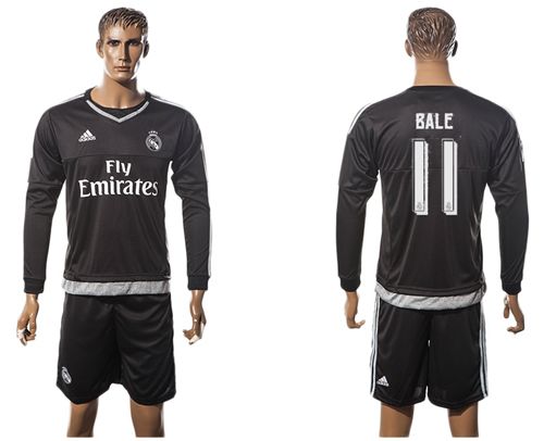 Real Madrid #11 Bale Black Goalkeeper Long Sleeves Soccer Club Jersey