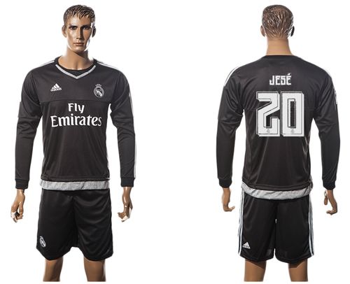 Real Madrid #20 Jese Black Goalkeeper Long Sleeves Soccer Club Jersey
