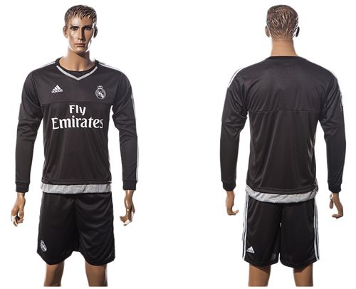 Real Madrid Blank Black Goalkeeper Long Sleeves Soccer Club Jersey