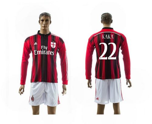 AC Milan #22 Kaka Home Long Sleeves Soccer Club Jersey