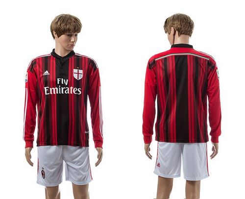 AC Milan Blank Home Long Sleeves Soccer Club Jersey