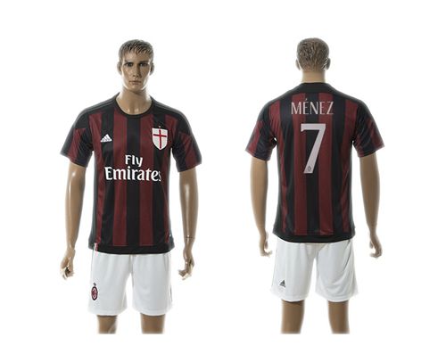 AC Milan #7 Menez Home Soccer Club Jersey
