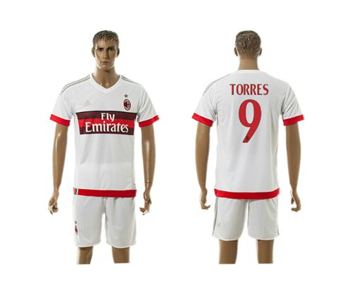 AC Milan #9 Torres Away Soccer Club Jersey