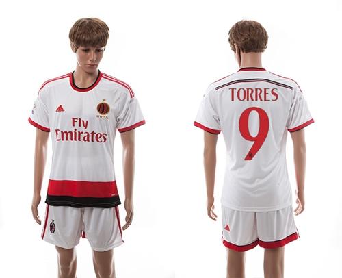 AC Milan #9 Torres White Away Soccer Club Jersey