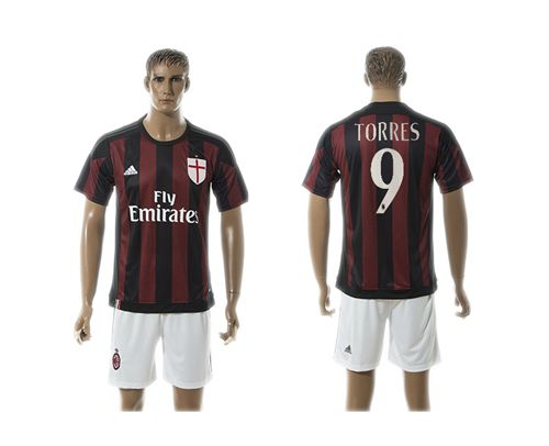 AC Milan #9 Torres Home Soccer Club Jersey
