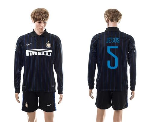 Inter Milan #5 Jesus Home Long Sleeves Soccer Club Jersey