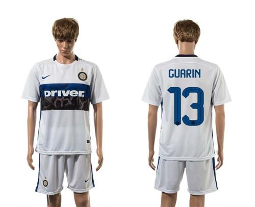 Inter Milan #13 Guarin White Away Soccer Club Jersey