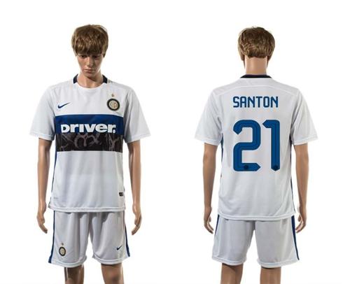 Inter Milan #21 Santon White Away Soccer Club Jersey