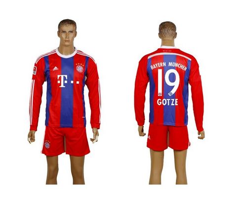 Bayern Munchen #19 Gotze Home Long Sleeves Soccer Club Jersey