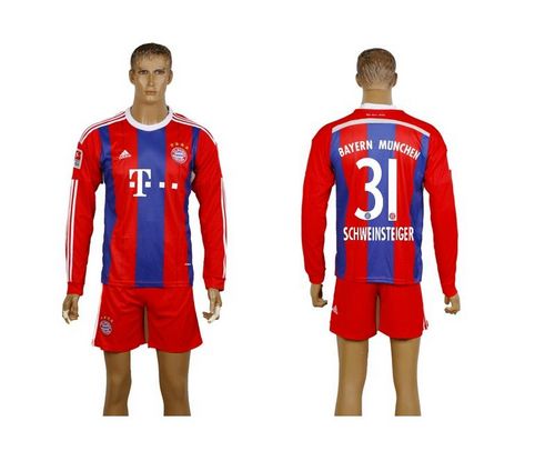 Bayern Munchen #31 Schweinsteiger Home Long Sleeves Soccer Club Jersey