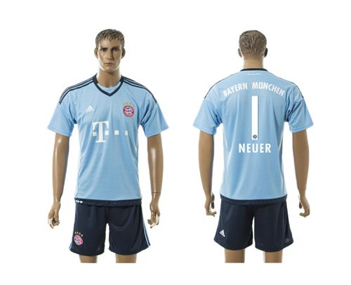 Bayern Munchen #1 Neuer Blue Goalkeeper Soccer Club Jersey