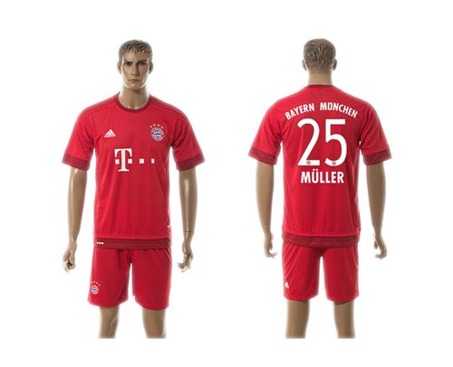 Bayern Munchen #25 Muller Home Soccer Club Jersey