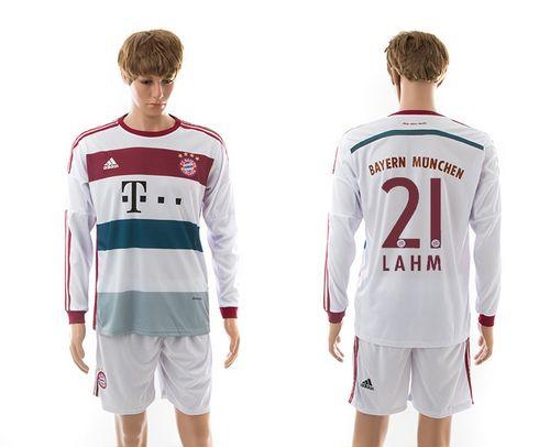 Bayern Munchen #21 Lahm White Away Long Sleeves Soccer Club Jersey
