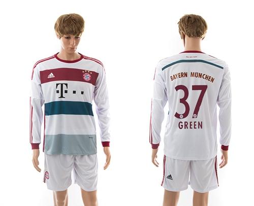 Bayern Munchen #37 Green White Away Long Sleeves Soccer Club Jersey