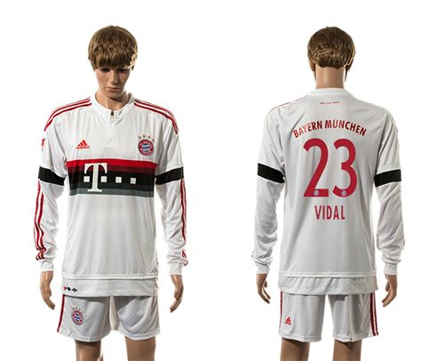Bayern Munchen #23 Vidal Away Long Sleeves Soccer Club Jersey