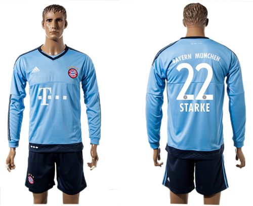 Bayern Munchen #22 Starke Light Blue Long Sleeves Soccer Club Jersey