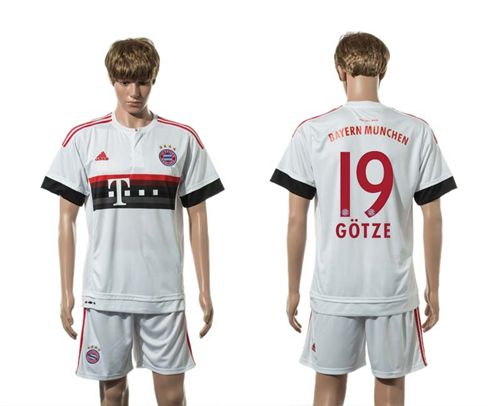 Bayern Munchen #19 Gotze Away (White Shorts) Soccer Club Jersey
