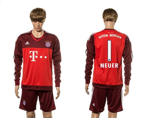 Bayern Munchen #1 Neuer Goalkeeper Long Sleeves Soccer Club Jersey
