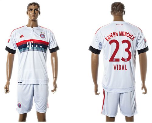 Bayern Munchen #23 Vidal Away (White Shorts) Soccer Club Jersey