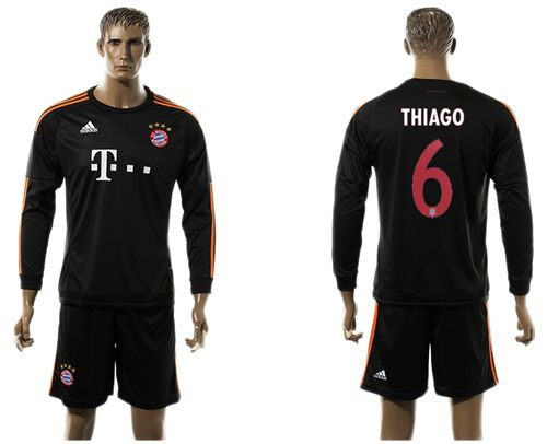 Bayern Munchen #6 Thiago Black Long Sleeves Soccer Club Jersey