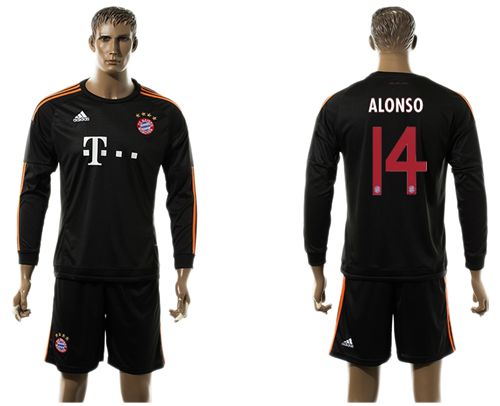 Bayern Munchen #14 Alonso Black Long Sleeves Soccer Club Jersey