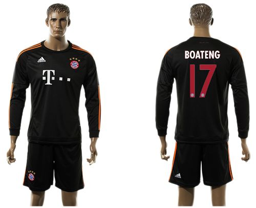 Bayern Munchen #17 Boateng Black Long Sleeves Soccer Club Jersey