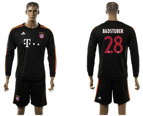 Bayern Munchen #28 Badstuber Black Long Sleeves Soccer Club Jersey
