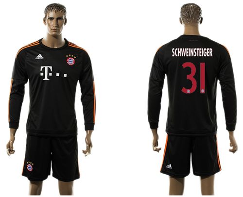 Bayern Munchen #31 Schweinsteiger Black Long Sleeves Soccer Club Jersey