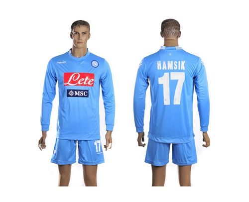 Naples #17 Hamsik Blue Home Long Sleeves Soccer Club Jersey