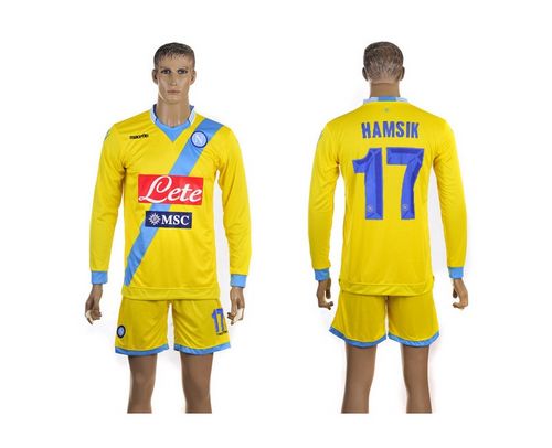 Naples #17 Hamsik Yellow Away Long Sleeves Soccer Club Jersey