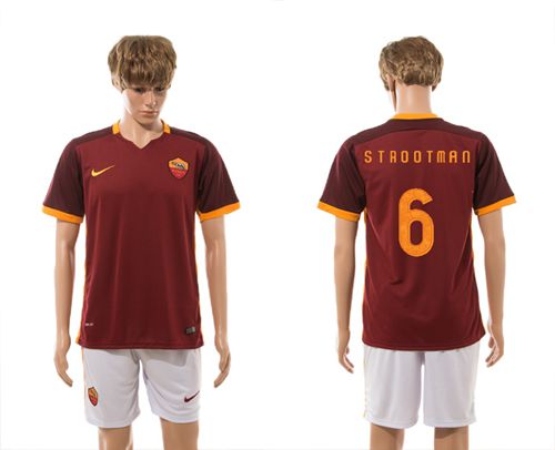 Roma #6 Strootman Red Home Soccer Club Jersey
