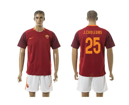 Roma #25 J.Cholevas Red Home Soccer Club Jersey