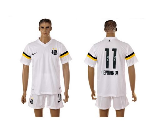 Santos #11 Neymarjr White Home Soccer Club Jersey