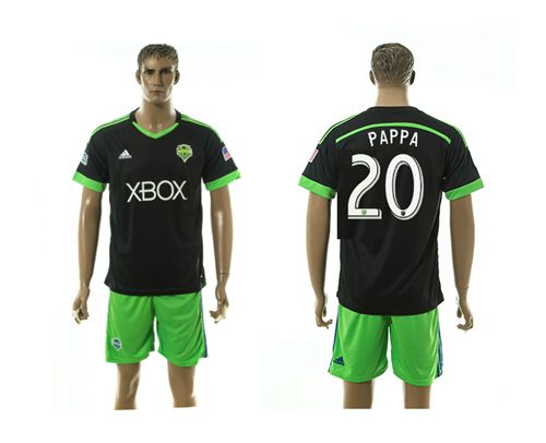 Seattle Sounders #20 PAPPA Black/Green Shorts Soccer Club Jersey