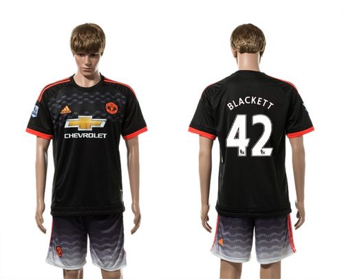 Manchester United #42 Blackett Black Soccer Club Jersey