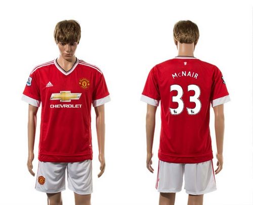 Manchester United #33 McNAIR Red Home Soccer Club Jersey