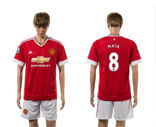 Manchester United #8 Mata Red Home Soccer Club Jersey