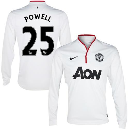 Manchester United #25 Nick Powell Long Sleeves Away Soccer Club Jersey