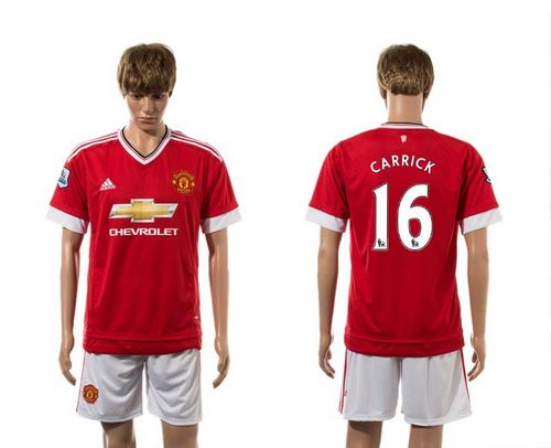 Manchester United #16 Carrick Red Home Soccer Club Jersey