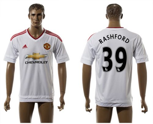 Manchester United #39 Rashford White Away Soccer Club Jersey