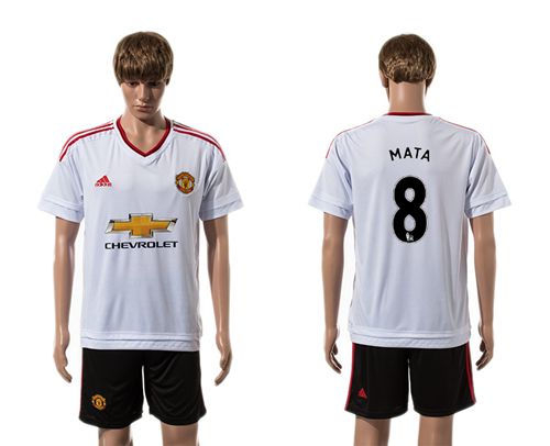 Manchester United #8 Mata White Away Soccer Club Jersey