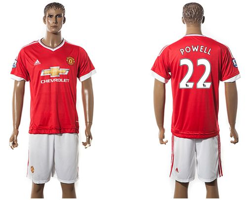 Manchester United #22 Powell Red Home Soccer Club Jersey