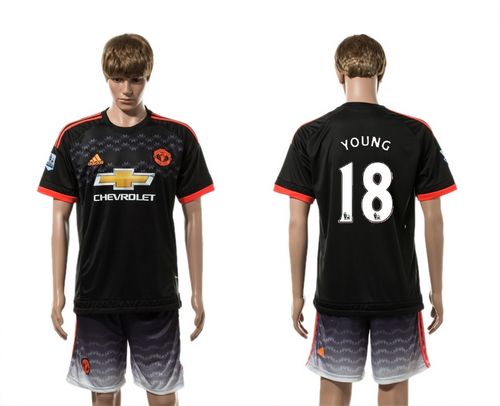 Manchester United #18 Young Black Soccer Club Jersey
